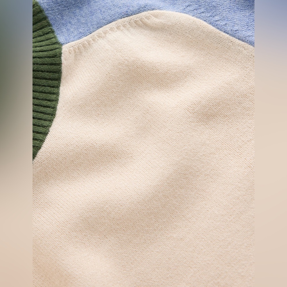 NWT Boden Meg Raglan Sleeve Sweater in Ivory, Blue and Green - Picture 6 of 10